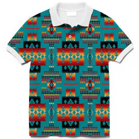 Powwow Store gb nat00046 14 blue native tribes pattern native american polo t shirt 3d