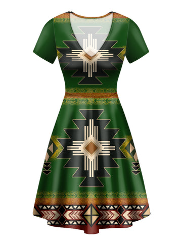 Powwow Store gb nat0001 01 southwest green symbol neck dress