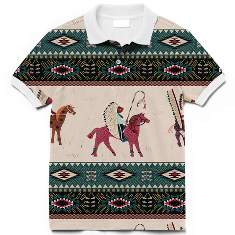 Powwow Store gb nat00284 native american chief horse polo t shirt 3d