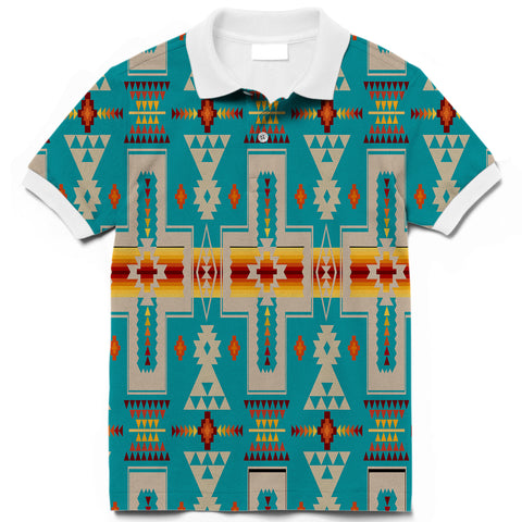 Powwow Store gb nat00062 05 turquoise tribe design native american polo t shirt 3d