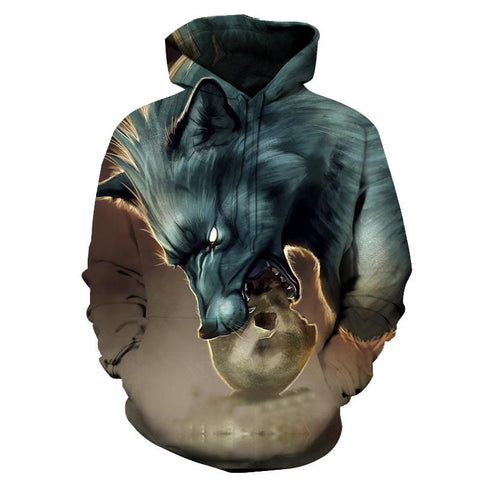Wolf Skull Native American All Over Hoodie no link - Powwow Store