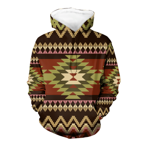 Powwow Store hd1103 pattern brown 3d hoodie