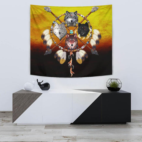 Wolves Warriors Native American Pride 3D Tapestry - Powwow Store