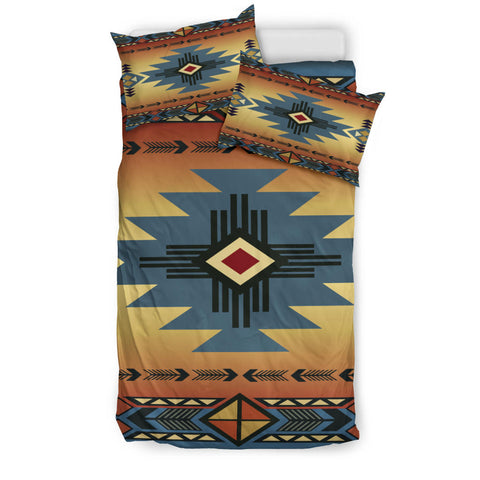 Powwow Store gb nat00057 bedd01 southwest blue symbol native american bedding set