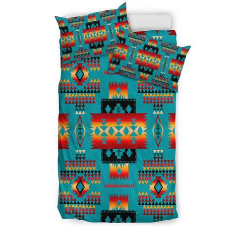 Powwow Store gb nat00046 14 blue native tribes pattern native american bedding set