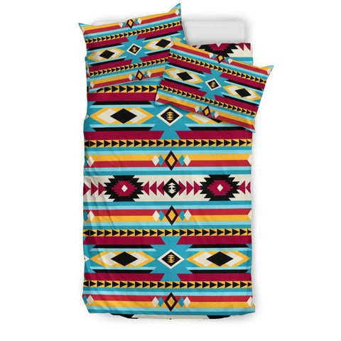 Powwow Store gb nat00511 blue red pattern native bedding set