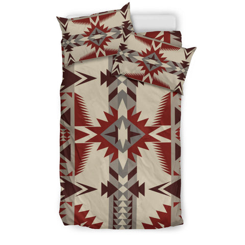 Powwow Store bds04 pattern brown and red bedding set