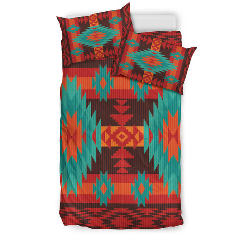 Powwow Store gb nat00611 red geometric pattern bedding set