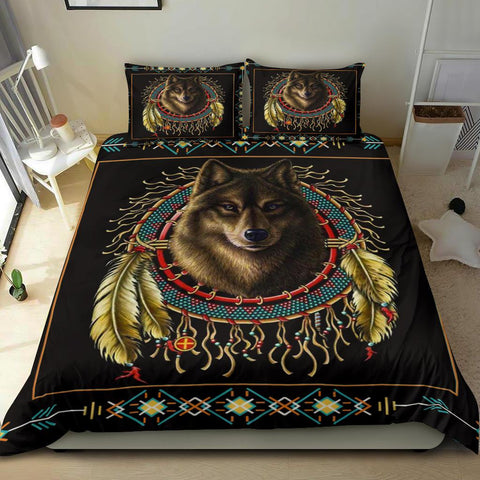 Wolf Dreamcatcher Native American Bedding Set - Powwow Store