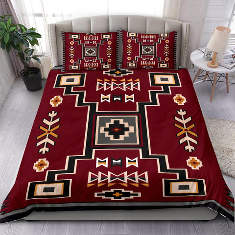 Powwow Store20190722_M03 United Tribes Red Pattern Native American Bedding Sets