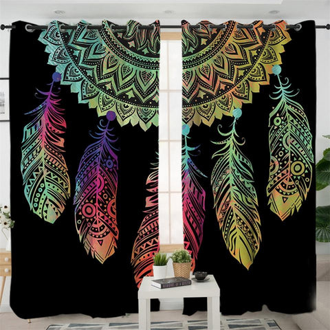 Mandala Dreamcatcher Native American Design Window Living Room Curtain - Powwow Store
