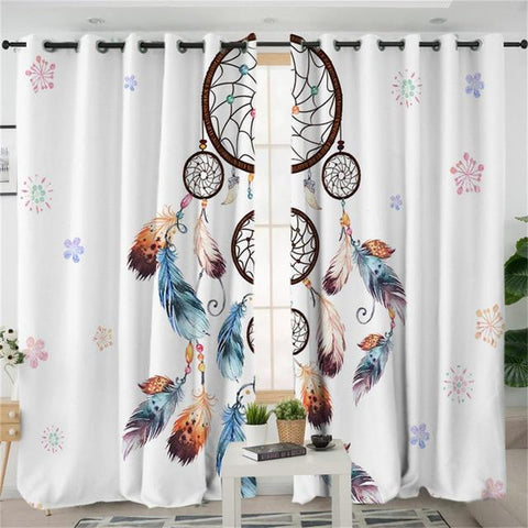 Heart Dreamcatcher Watercolor Native American Design Window Living Room Curtain - ProudThunderbird