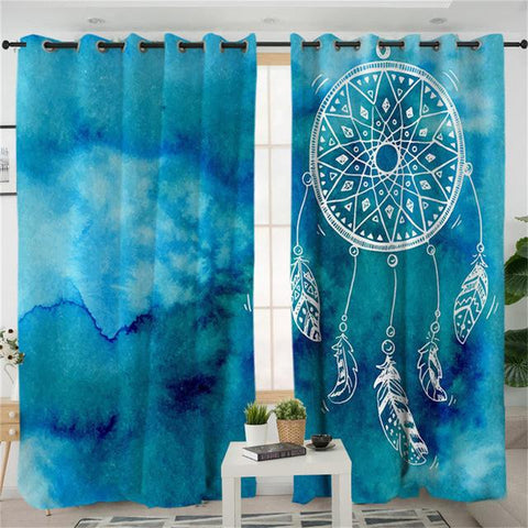 Dreamcatcher Blue Pink Purple Native American Design Window Living Room Curtain - ProudThunderbird