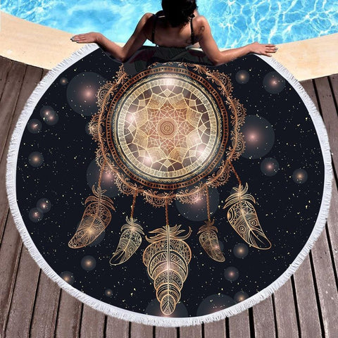Dreamcatcher Tassel Mandala Native American Beach Towel - ProudThunderbird