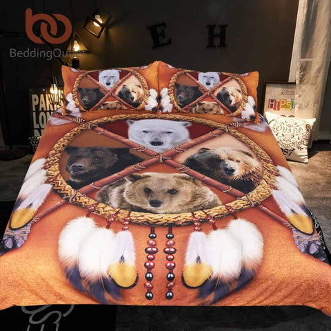 Native American Indian Bears Dreamcatcher Bedding Set - Powwow Store