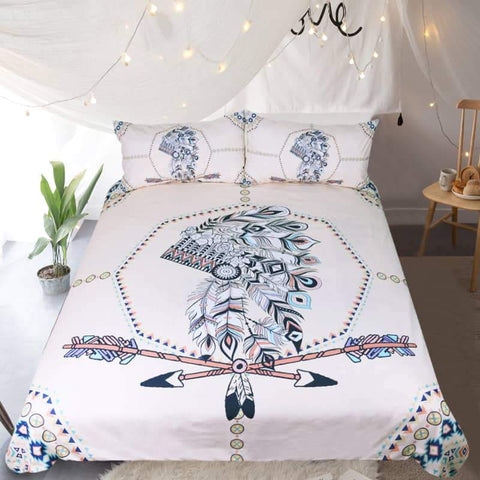 Tribal Indian Feathers Native American Bedding Set no link - Powwow Store