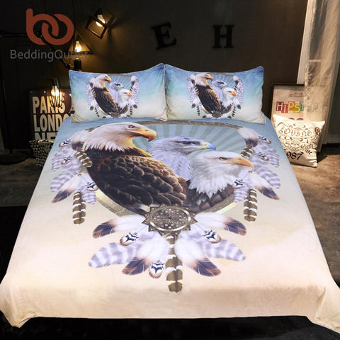 Three Eagles Dreamcatcher Native American Bedding Set - Powwow Store