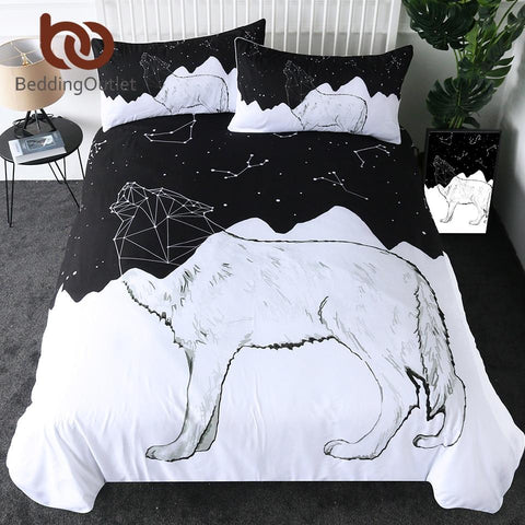 Wolf Constellation Native American Bedding Set - Powwow Store