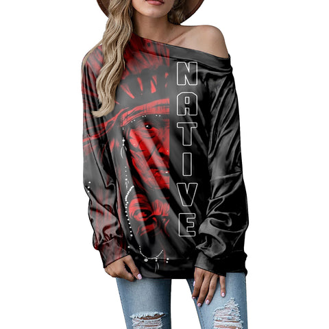 Powwow Store gb nat00102 native american chief off shoulder sweatshirt
