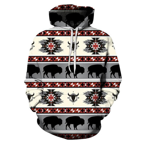 Bison Native American All Over Hoodie - Powwow Store