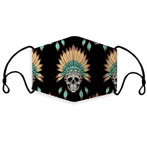 Powwow Store skull chief black 3d mask with 1 filter