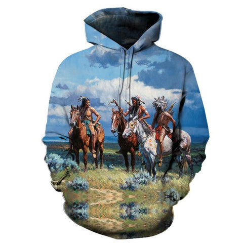The Chief Riding Horse Native American All Over Hoodie no link - Powwow Store