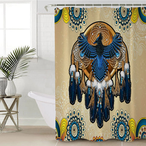 Powwow Store gb nat00131 scur001 blue thunderbird native american shower curtain