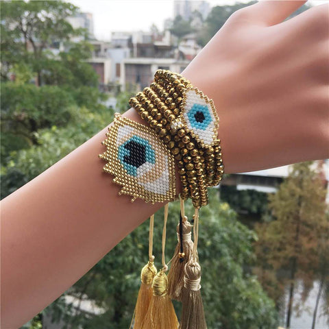 Tassel Gold Stainless Steel Native American Bracelets - Powwow Store