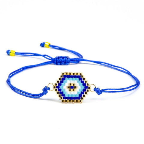 Native Blue Pattern Native American Seed Beads Bracelet - Powwow Store
