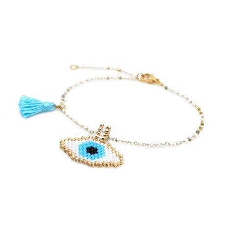 Gold Evil Eye Chain Handmade Bracelet - Powwow Store
