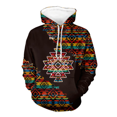 Powwow StoreHD00079 Mandala Pattern Native 3D Hoodie