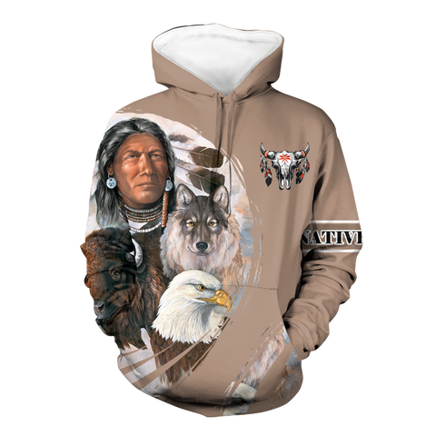 Powwow StoreHD000525 Pattern Native Pride 3D Hoodie
