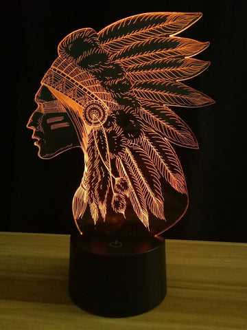 LED Native American Chief Lamp - Powwow Store