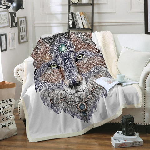 Tattoo Head Wolf Native American Blanket - Powwow Store