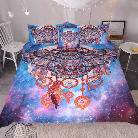 Dreamcatchers Owl Galaxy Native American Bedding Sets - ProudThunderbird