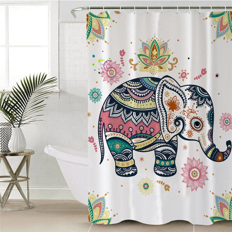 Rainbow Elephant Waterproof Native American Pride Shower Curtain - Powwow Store