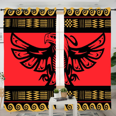 Red Thunderbird Native American Living Room Curtain - Powwow Store