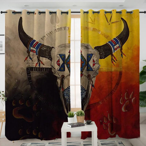 Bison Medicine Wheels Native American Living Room Curtain - Powwow Store