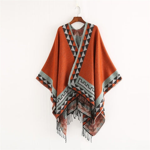 Powwow Store mingjiebihuo new european and american style fashion geometric color imitation comfortable temperament warm poncho shawl scarf womens scarves