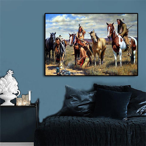 Grassland Horse Native American Canvas F5940 - Powwow Store