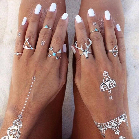 Accessorie Bohemian Vintage Arrow Finger Native American Ring Set - ProudThunderbird