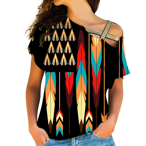 Powwow Store gb nat00298 color feather arrows native american cross shoulder shirt