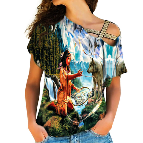Powwow Store native american cross shoulder shirt 158