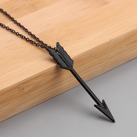 Powwow Store punk arrow necklace black chain arrow pendant men women fashion jewelry alloy simple necklaces choker accessories gifts pendant necklaces