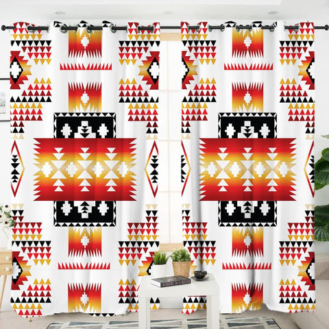White Native Tribes Pattern Native American Living Room Curtain - Powwow Store