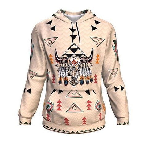 Native American Pride Bison Printed 3D Pullover Hoodie - Powwow Store