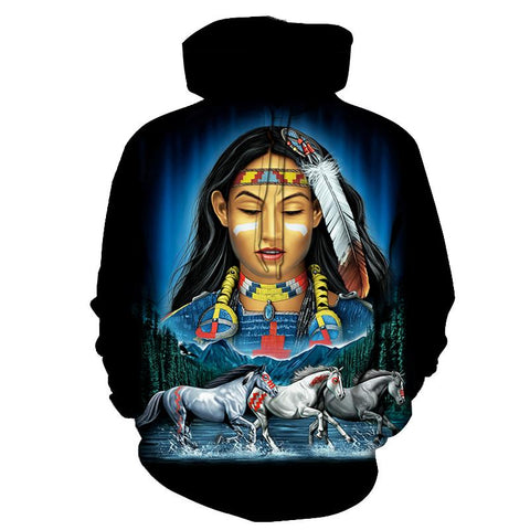 Women & Spirit Horse Native American All Over Hoodie no link - Powwow Store
