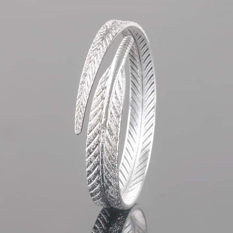 Silver Colour Angel Feather Adjustable Native American Bracelet - Powwow Store