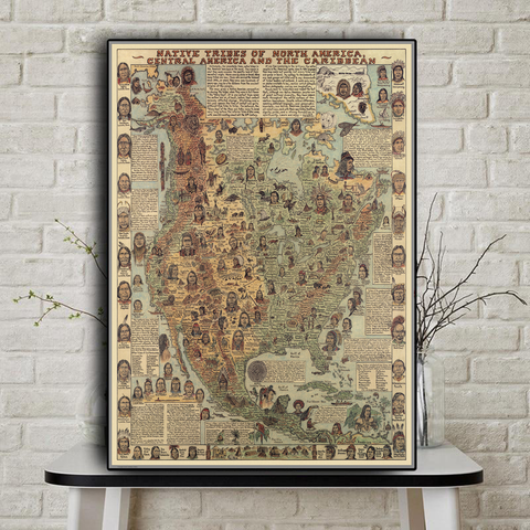 Powwow StoreNative Tribes of North America Mapped Canvas