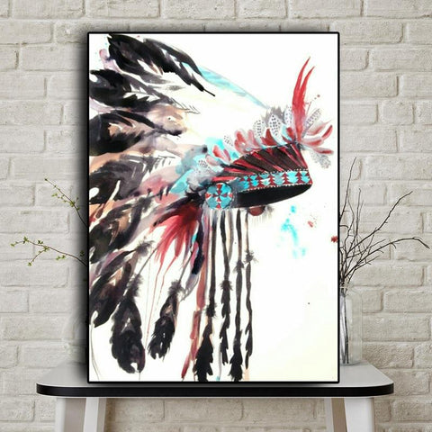 Watercolor Native American Canvas F6021 no link - Powwow Store